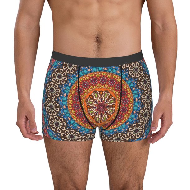 Balery Mandala Calzoncillos bóxer para hombre, ropa interior de algodón suave y transpirable con cinturilla de nailon-Medium