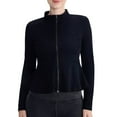 thumbnail image 1 of LOVZFMLL Vestes pour Femmes Veste en Denim Col Rond Manches Longues Couleur Unie Ourlet en Dentelle pour Femmes, 1 of 4