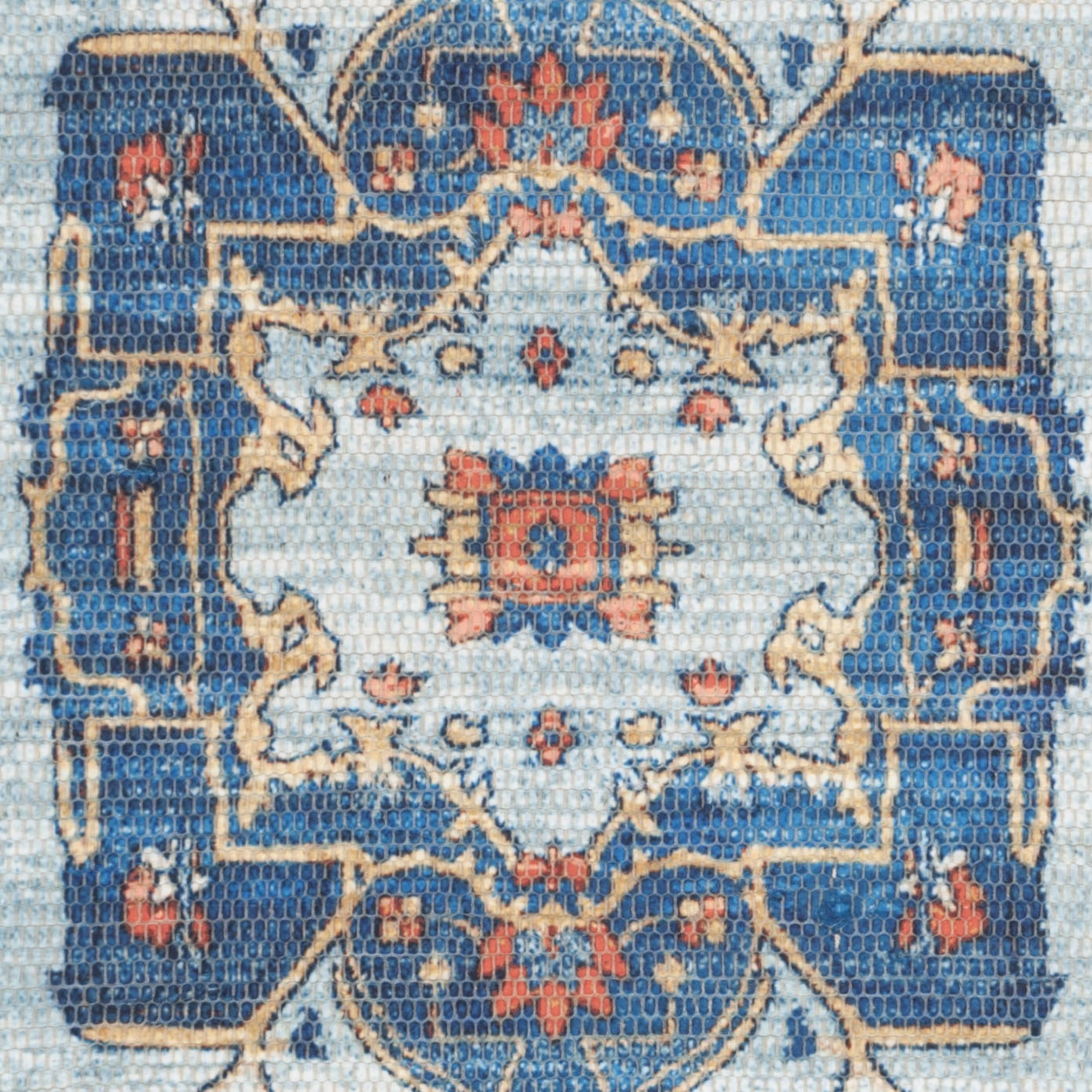 SAFAVIEH Saffron Denica Geometric Cotton Area Rug, Turquoise/Navy, 3' x 5'