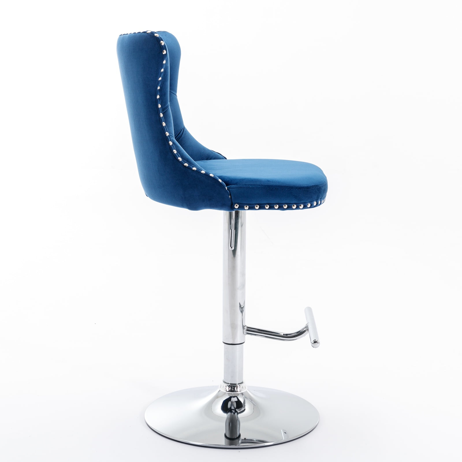 Swivel Bar Stools of 2, LegaHome Velvet Counter Height Barstools, 25-33 Inch Adjustable Height Bar Stools for Kitchen Counter, Modern Upholstered Kitchen Island Chairs, 300lbs Capacity, Blue