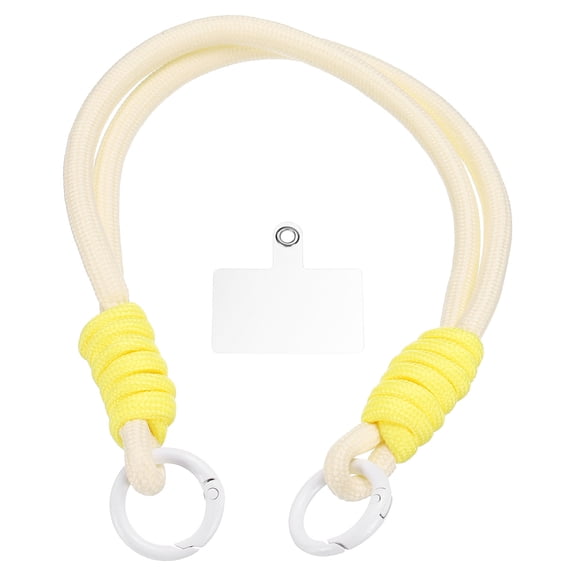 Phone Wrist Strap, Braided Hand-Free Cell Phone White Hook Lanyard, Colorful Keychain Wristlet for Women Smartphones Purse Accessories, Beige/Yellow