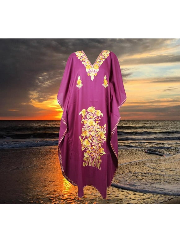Womens Maxi Kaftan Dress, Red embroidered Kaftan Dress, Gift Cotton Caftan Dress, one size