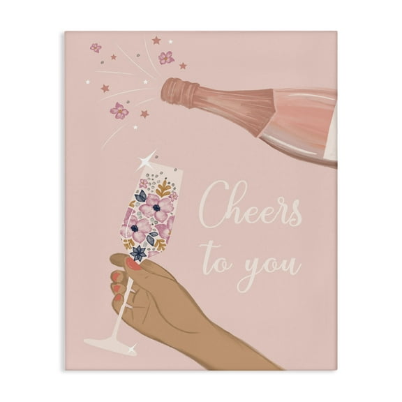 Stupell Industries Cheers To You Champagne Food & Beverage Painting Gallery Wrapped Canvas Art Print Wall Art, 16 x 20