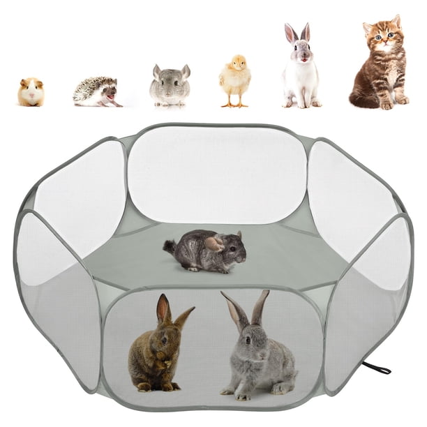 Corral para Mascotas Pawaboo para Animales Pequeños Impermeable con Estructura de Acero Gris