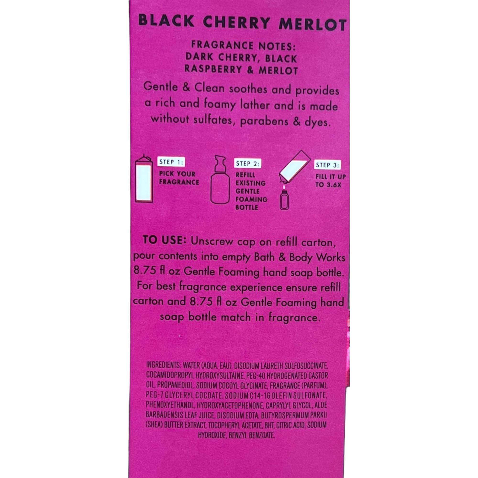 Bath & Body Works Black Cherry Merlot Refill Gentle & Clean Foaming Hand Soap, 32 Fl. Oz. (Black Cherry Merlot).