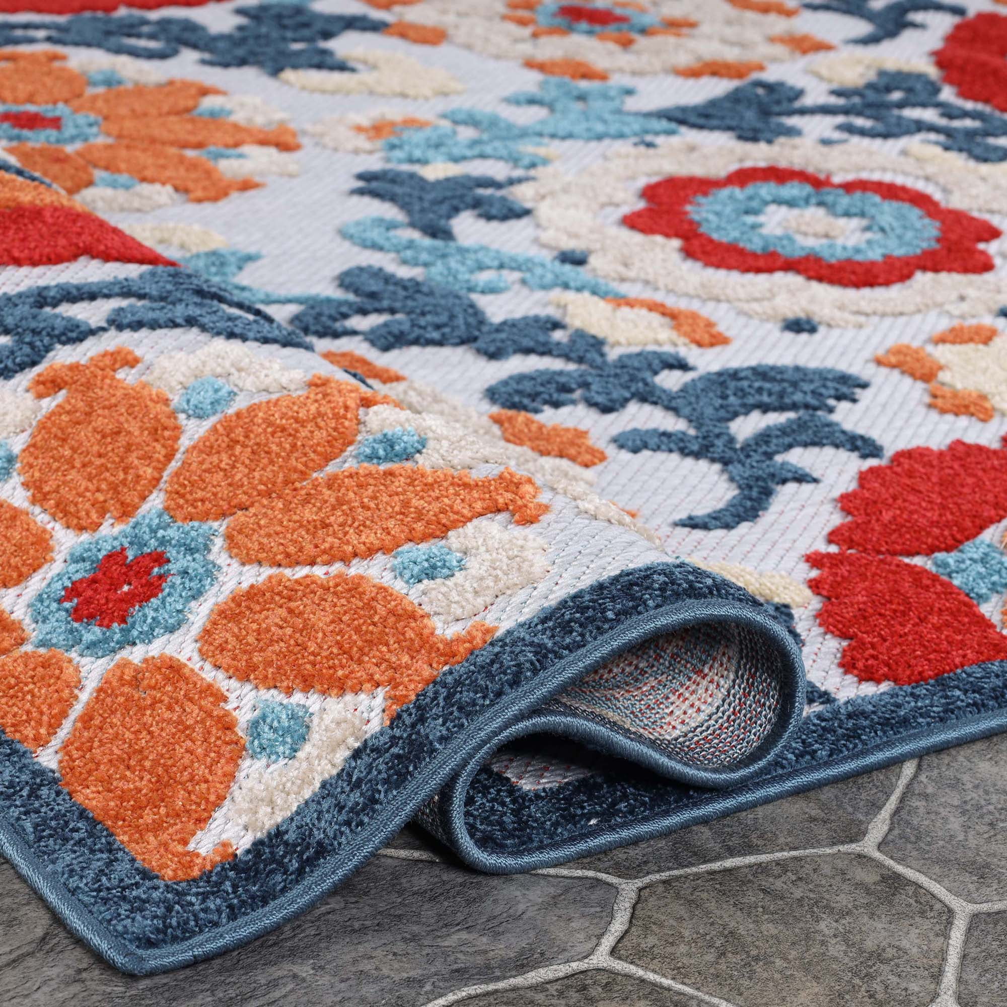 BNM Floral Scroll Indoor Outdoor Area Rug, 4' x 6', Multicolor