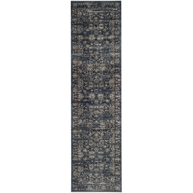 Safavieh Vintage 5'1" X 7'7" Power Loomed Rug in Dark Blue and Cream