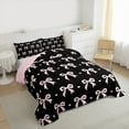 thumbnail image 3 of Manfei Lovely Bow Knot Full Size Comforter Sets,Princess Bowtie Loves Bedding Comforter Set,Pink Black Bedding Sets For Teens,Luxury Bedroom Decor Reversible,3-Piece, 3 of 8