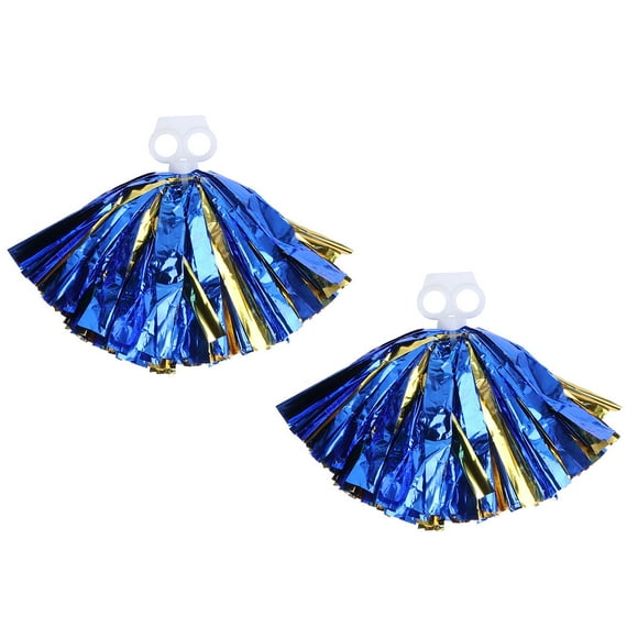 KAKOWELY 2 Pcs Plastic Ring Pom Poms Cheering Squad Spirited Fun Cheerleading Kit Cheer Poms for Both Kids College and High School Competition Cheering Sports Events- Blue and Gold (30cm)