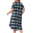 thumbnail image 4 of DARING DIVA Women's Plus V Neck Soft Tie Dye Short Sleeve Nightgown 4X Gray Black, 4 of 6