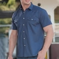 thumbnail image 2 of CHEEREAM Men's Denim Western Cowboy Shirt Casual Button Down Up Dress Short Sleeve Soild Work Shirts with 2 Pockets, 2 of 5