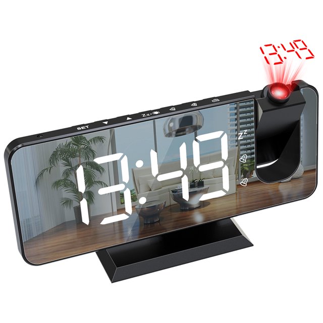 Reloj Despertador Escritorio 3 Brillo Regulable 12/24H para Oficina (blanco Y Negro)