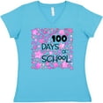 thumbnail image 3 of Inktastic 100 Days of School Stars in Pink Women's V-Neck T-Shirt, 3 of 5