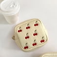 thumbnail image 3 of Cherry Embroidery Coin Purse PU Leather Trend Short Zipper Wallet Women Cute Mini Wallet Simple Fashion Wallets, 3 of 7