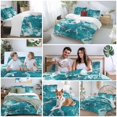 thumbnail image 5 of 3 Piece Teal Green Ocean Shark Duvet Cover Set Queen Size, Microfiber Comforter/Quilt Cover with Corner Ties and 2 Pillowcases, Coastal Wave Summer Beach All Season Soft Bedding with Zipper Closure, 5 of 8