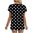 thumbnail image 5 of Olyvenn Womens Tops Polka Dot T Shirts Short Sleeve V Neck Summer Casual Loose Basic Tee Shirt Trendy Fashion Tee Clothes Black L, 5 of 6