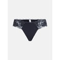 thumbnail image 6 of Joyspun Women's Microfiber and Lace Thong Panties, 3-pack, Sizes to 3XL, 6 of 8