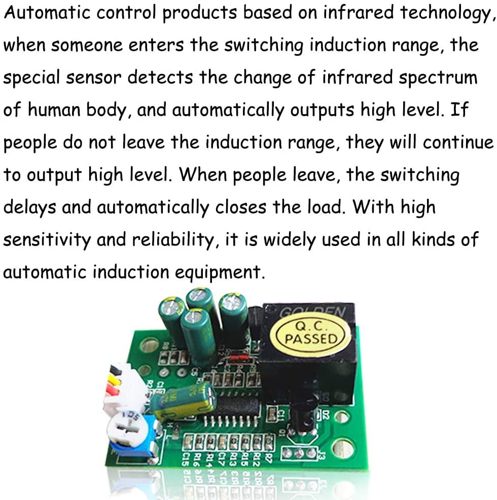 DC12V Human Body Sensor PIR IR Pyroelectric Infrared Module Adjust Relay Output 