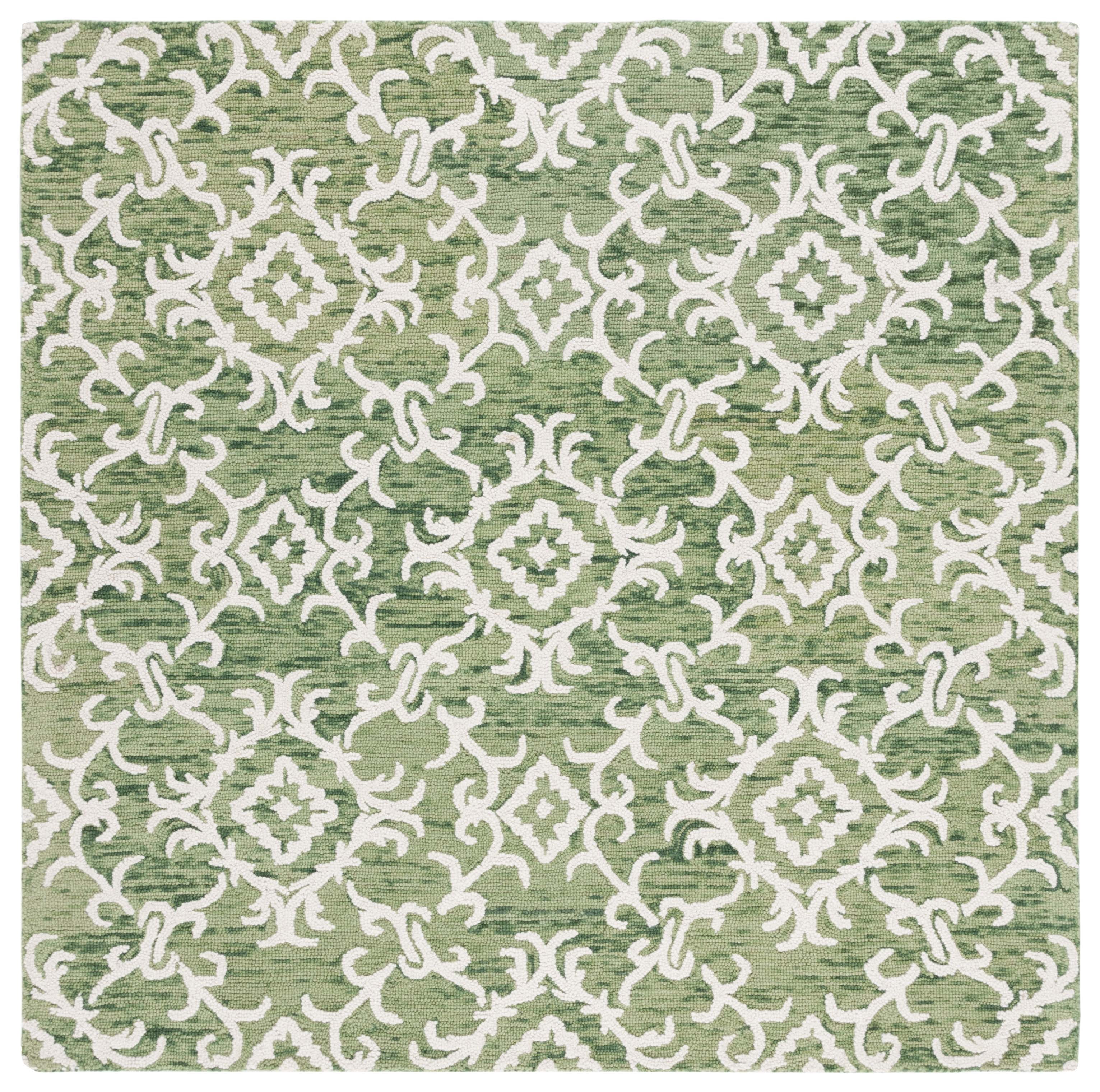 SAFAVIEH Blossom Cletus Damask Area Rug, Green/Ivory, 6' x 6' Square