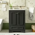 thumbnail image 2 of 24-inch bathroom vanity with ceramic sink combination, sturdy and stable, modern freestanding storage cabinet with ample storage space, with silver handles and soft-close doors, 2 of 9