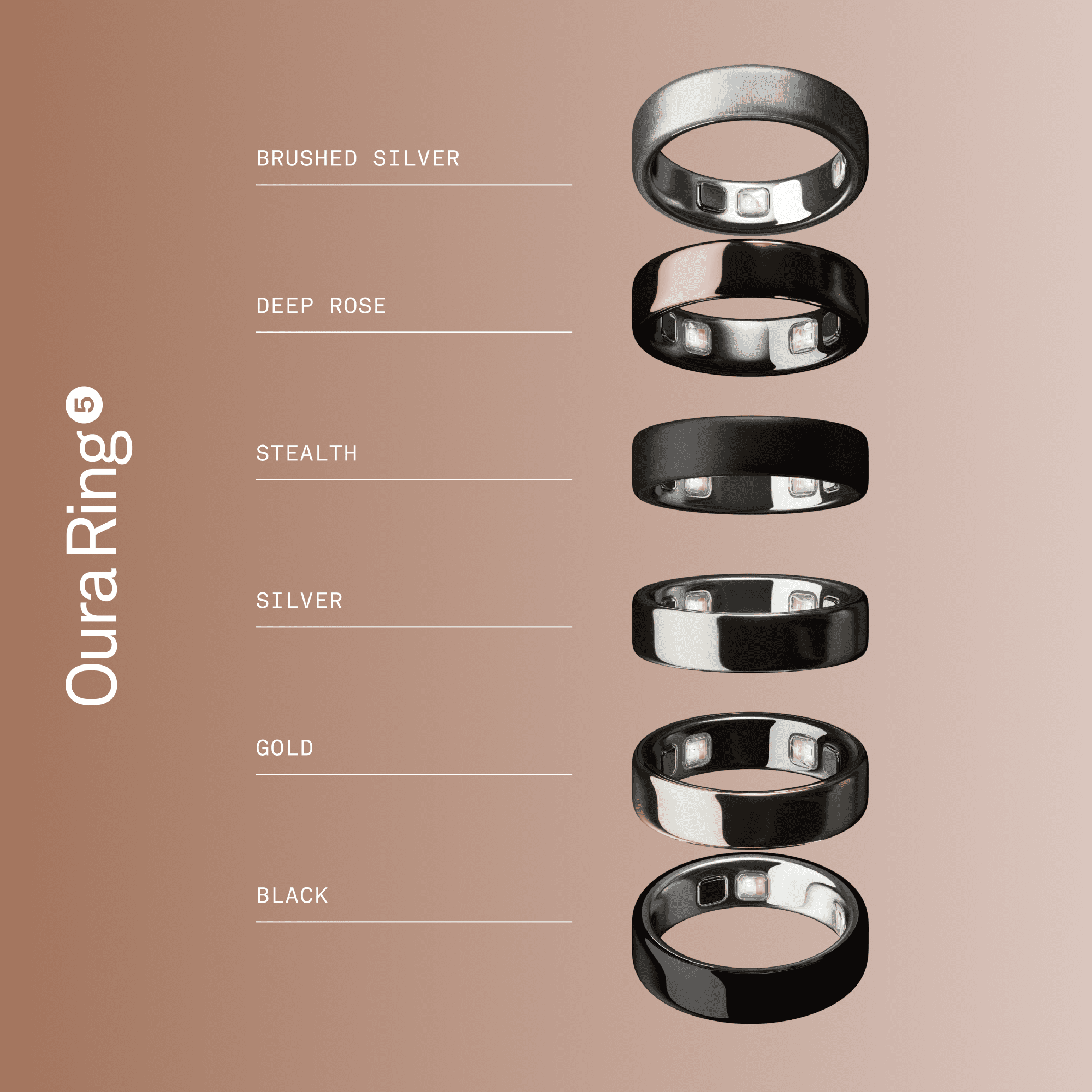 Oura Ring 5 - Deep Rose - Size 10 - World’s Smallest Smart Ring - Sleep, Activity, Women’s Health, AI Advisor, 1 Week of Battery Life, Size Before You Buy, Android & iOS Compatible
