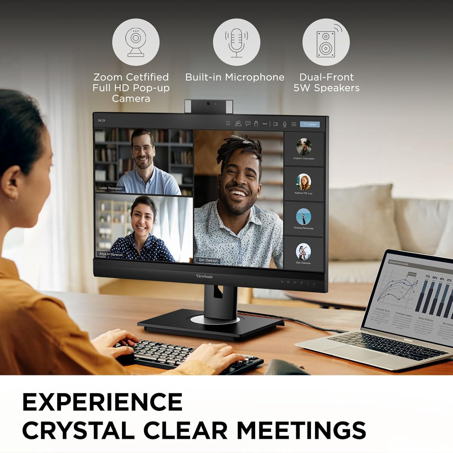 Restored ViewSonic VG2457V-S 24" 1080p Video Conferencing Docking Monitor with Webcam, 100 Hz, Black (Refurbished)