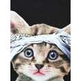 thumbnail image 4 of Teelocity Men's Funny Cute Hug Life Gangster Cat in Bandana Black Relaxed Fit Short Sleeve Graphic T-Shirt, 4 of 6