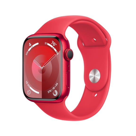 Restored Apple Watch Series 9 [GPS 45mm] Smartwatch with (Product) RED Aluminum Case with (Product) RED Sport Band M/L (Refurbished)