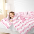 thumbnail image 4 of Homewish Kawaii Letter E Bedding Comforter Set for Kids, Princess Pink Bowknot Twin Comforter Sets, Cute Cartoon Ribbon Reversible Bedding Set, Breathable Home Decor, 2pcs, 4 of 8
