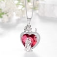 thumbnail image 5 of Juwaliy Couple Necklace for Women 925 Sterling Silver 15MM Heart July Birthstone Rose Pendant Wedding Engagement Jewelry Valentines Day Gift for Her Wife/Girlfriend/Bride, 5 of 10