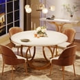 thumbnail image 2 of Tribesigns 47-Inch Modern Round Dining Table for 4, White Kitchen Table with Golden Metal Base for Kitchen, Dining Room, Café (White and Gold)f, 2 of 6