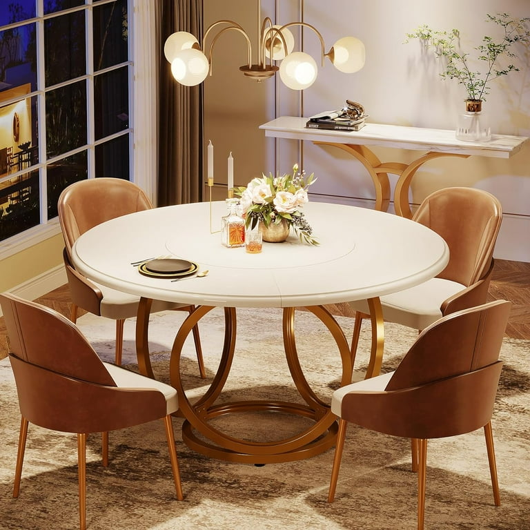 White round table with gold base discount