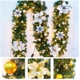 thumbnail image 3 of Lighted Christmas Garland Artificial Pine Garland ,Outdoor Christmas Garland, 2.7m Christmas Garland Fir Garland for Home Garden Holiday Wedding Party Stairs Fireplaces - gold, 3 of 7
