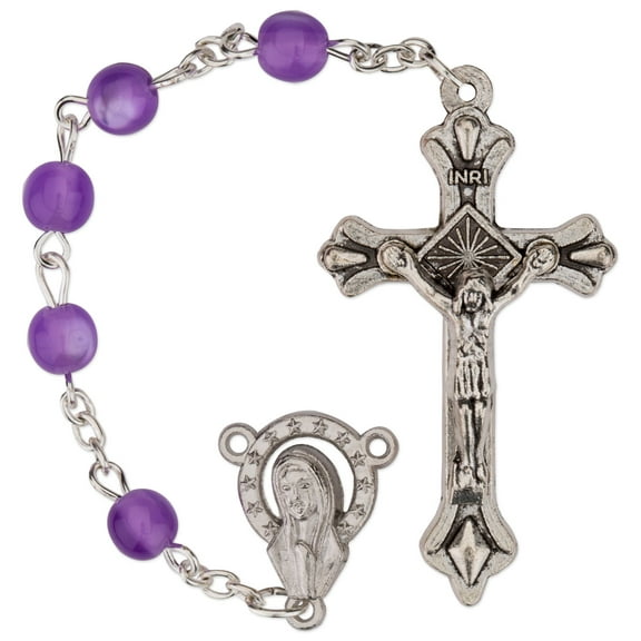 Women's Medium Amethyst Catholic Rosary Beads, Glass beads