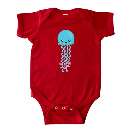 

Inktastic Blue Jellyfish Cute Jellyfish With Pink Ribbons Gift Baby Girl Bodysuit