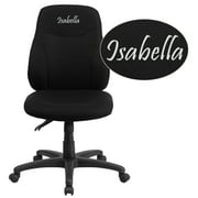 Flash Furniture Personalized Mid-Back Black Fabric Multifunction Ergonomic Swivel Task Chair