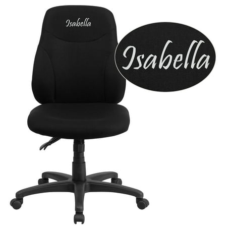 Flash Furniture Personalized Mid-Back Black Fabric Multifunction Ergonomic Swivel Task Chair