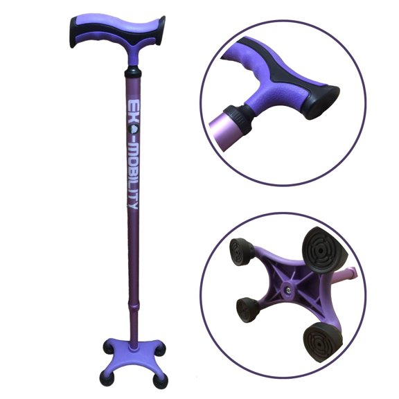 Baston 4 apoyos de aluminio Ajustable Eko-Mobility Ultraligero morado