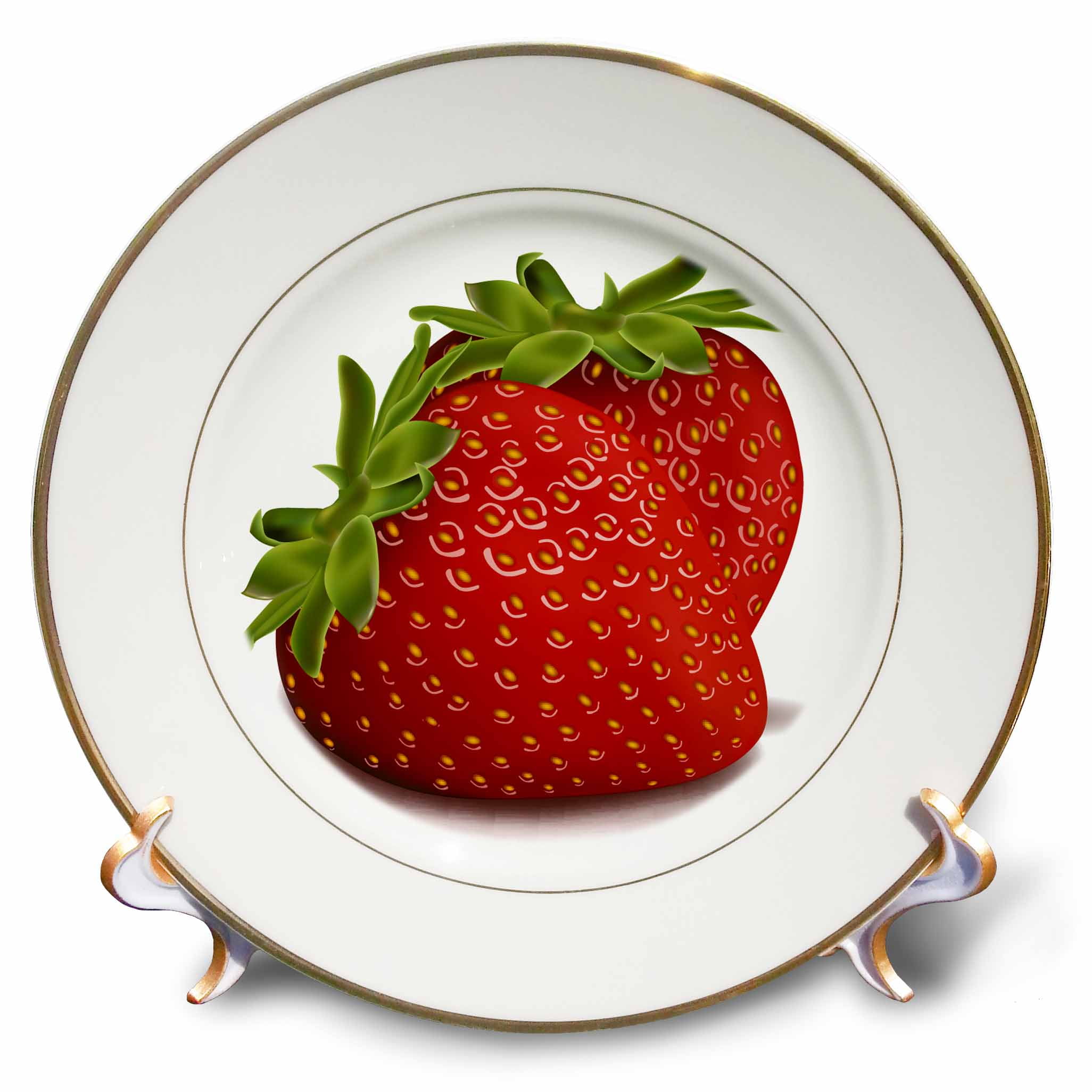 Porcelain Plate 3dRose Two Strawberries cp_101260_1 8-inch Porcelain Plate 3dRose Two Strawberries cp_101260_1 8-inch
