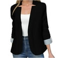 thumbnail image 2 of Business Casual Outfits for Women Suit Blazer Jacket Rolled Long Sleeve Notched Dressy Cardigan Work Office Wear (S, Black), 2 of 7