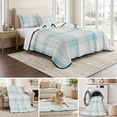 thumbnail image 6 of Quilts Full Size, Teal Beige Checkered Soft Comforter Bedding Set for Bed, Summer Modern Minimalist Lightweight Quilted Bedspread with Pillow Cover(2 Pieces) for All Season, 78x90 Inch, 6 of 9