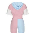 thumbnail image 5 of REORIAFEE Outfits for Women 2023 Summer Sets Retro Comfortable Sweatsuits Gym Sets Women Fashion Sexy Summer Casual Hooded Short Sleeve Panel Lace Up Pocket Tank Top Shorts 2 Piece Set Pink L, 5 of 6