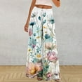 thumbnail image 5 of Hvot&aat Boho Pants for Women Floral Print Wide Leg Pants Elastic Waist Drawstring Summer Beach Baggy Trousers, 5 of 5