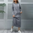 thumbnail image 3 of BiZtdJrK Plus Size Hoodie Dresses for Women Side Split Long Sleeve Sweatshirt Maxi Dress Drawstring Loose Casual Hooded Pullover with Pocket Gray S, 3 of 9