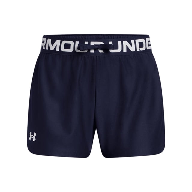 Pantalones cortos Under Armour Play Up Solid XL para niñas, color azul marino y blanco