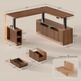 thumbnail image 2 of SEDETA L Shaped Electric Standing Desk with Storage, 28.3~47.1" Height Adjustable Office Desk with 4 Drawers and Shelves, 69" Fluted Sit Stand Computer Desk with Power Outlet for Home Office, Brown, 2 of 9