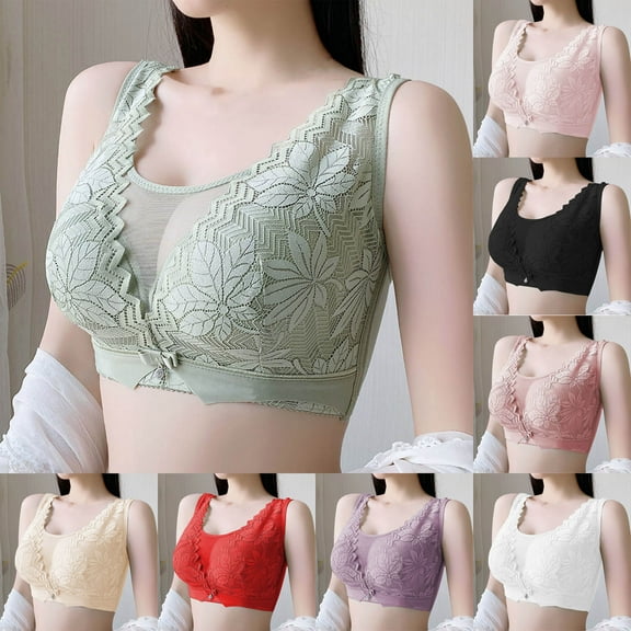 Hrsba Womens Plus Size Bra,Women's Lace Underwear Large No Steel Ring Gathering Breathable Beautiful Back Daily Bra,Womens Casual Summer Bra,Womens Bra