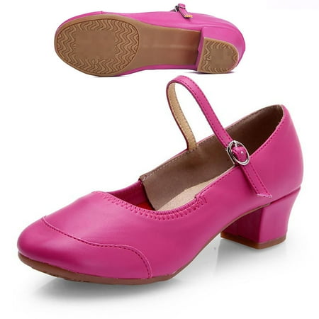 

YOUSNH Women s Solid Color Buckle Full Sole Rubber Low Heel Thick Heel Dance Shoes Sandals Summer Sandals Hot Pink 7(38)