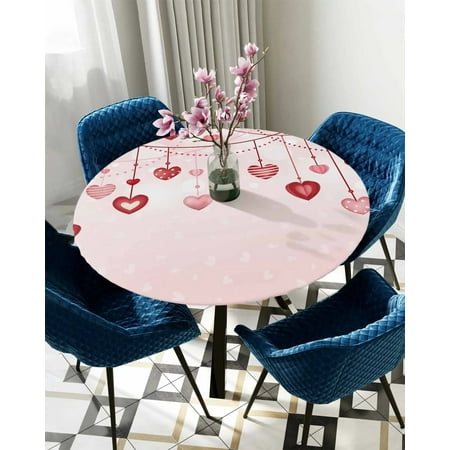 

Tablecloth Round Fitted Valentine S Day Love And Romance Elastic Edged Table Cover Protector Cloth Waterproof Rectangle 45 -50