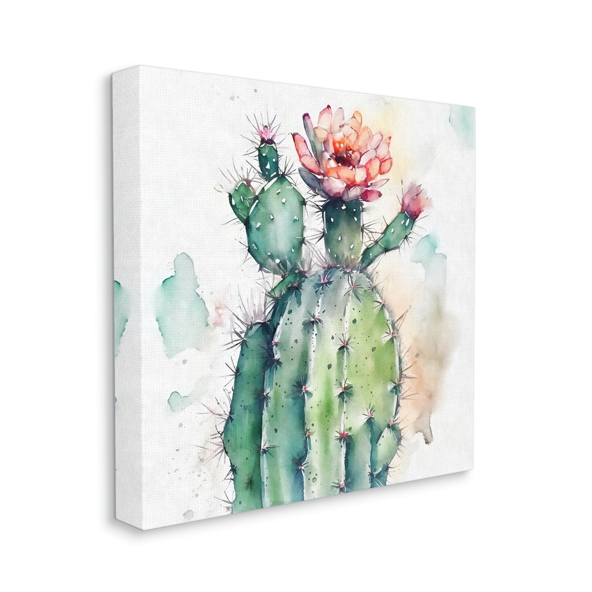 Stupell Industries Watercolor Cactus Desert Nature Botanical & Floral Painting Gallery Wrapped Canvas Print Wall Art